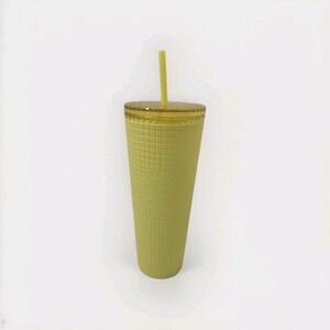 Starbucks Yellow Grid 24Oz Cold Cup Tumbler